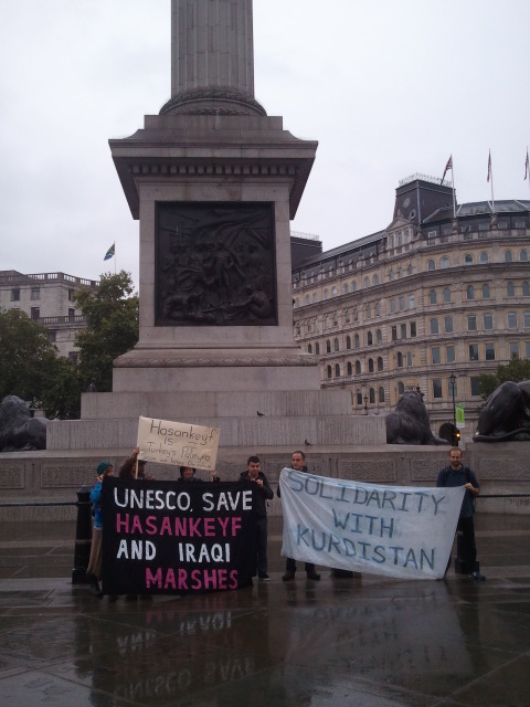 A few of us held banners up at Trafalgar Square