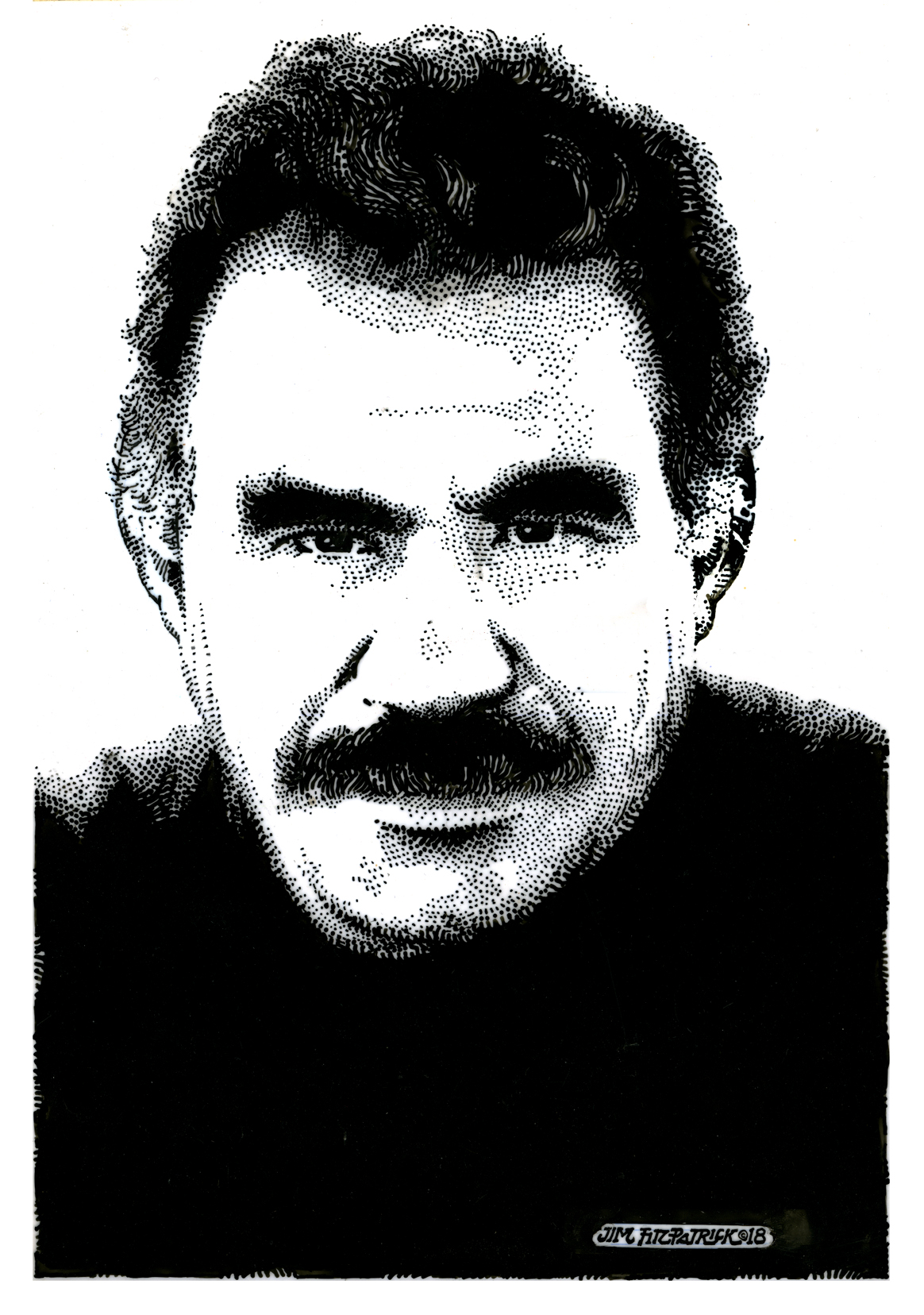 Line art drawing of Abdullah Öcalan