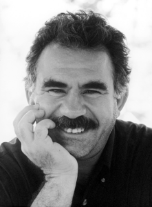 Black & white photo of Abdullah Öcalan