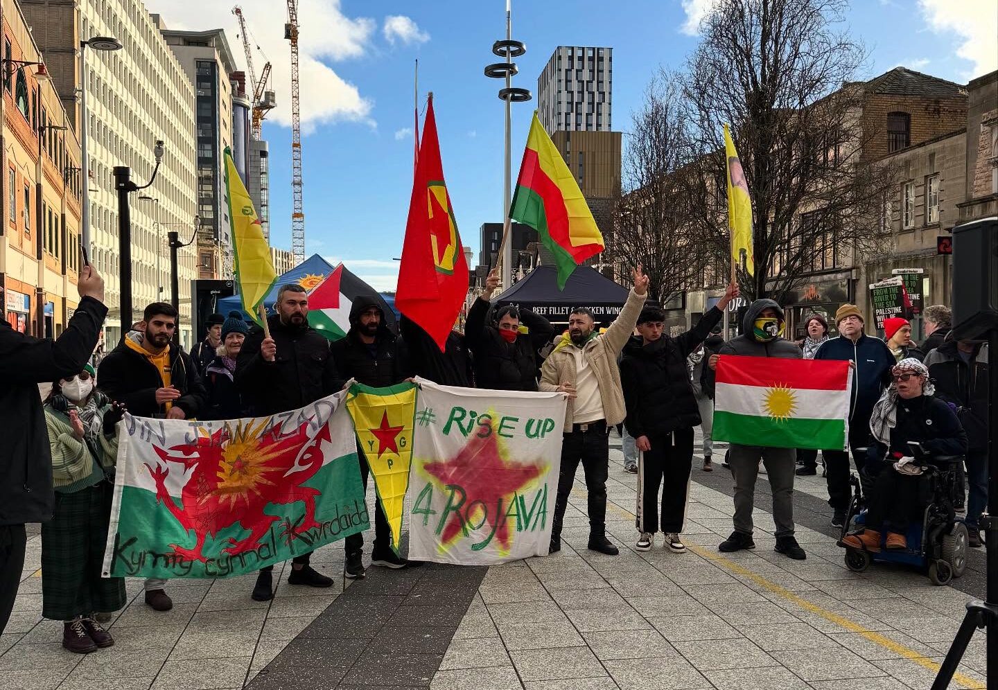 #TRiseUp4Rojava demo in Cardiff